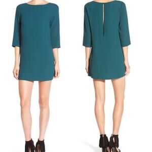 Anthropologie Leith Emerald Green Mini Shift Dress (S) Retro Glam Cocktail Party